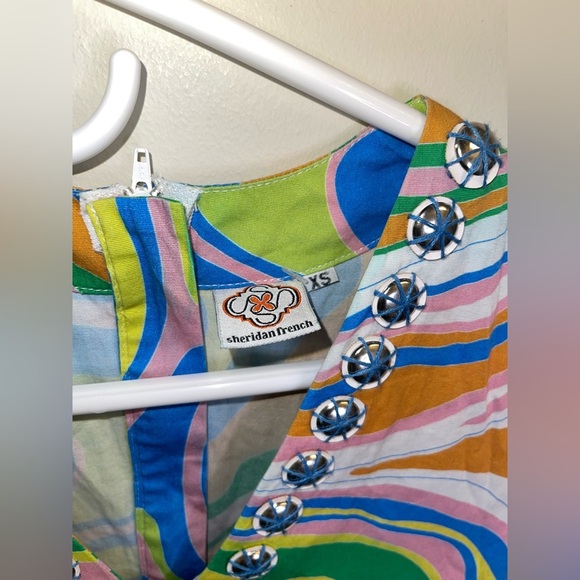 Sheridan French Clare dress In blue marble.Multicolor V-Neck Midi Dress - Picture 4 of 6